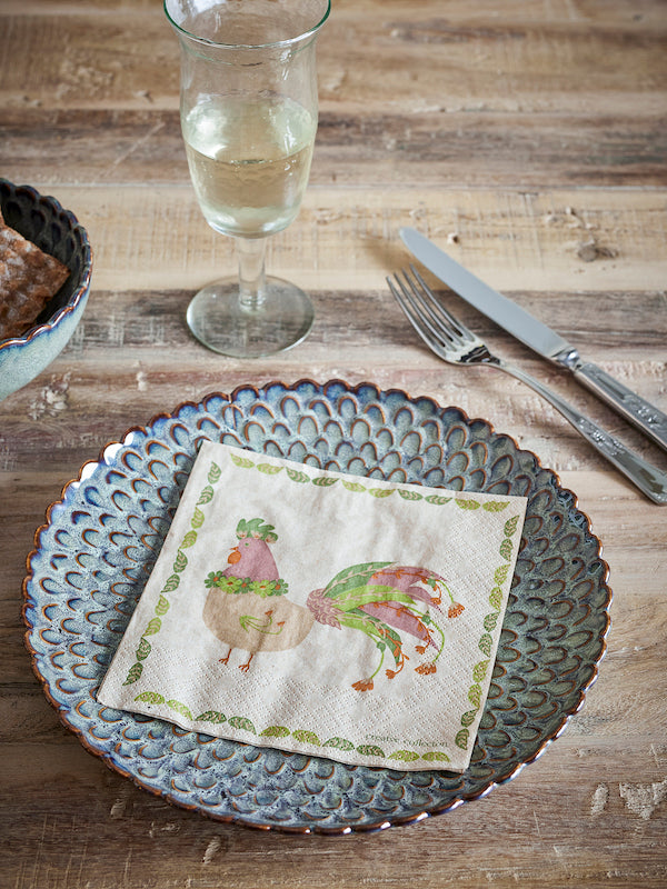 "Bloomingville" hens & flowers napkins
