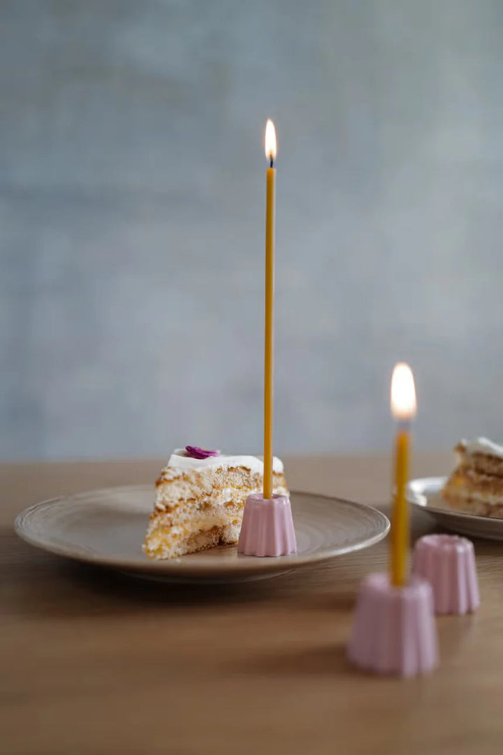 Bougeoir cannelé rose Ovo Things