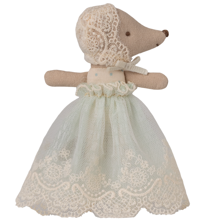 Bébé souris en robe de fête bleue Maileg