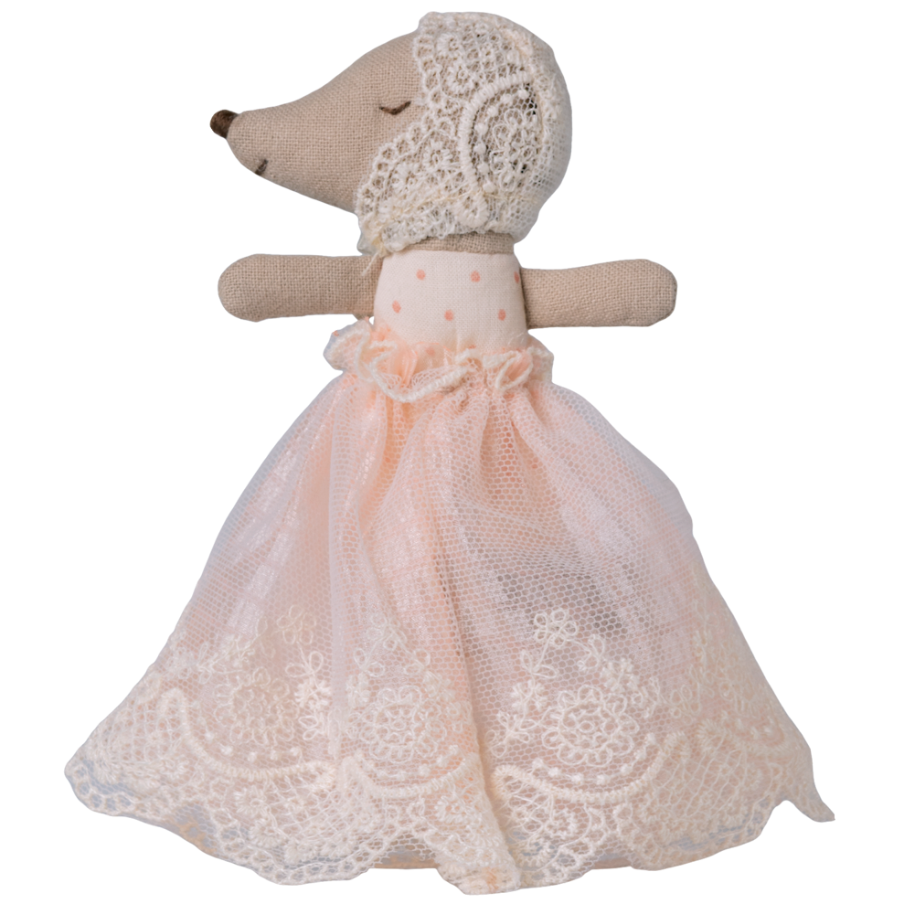 Bébé souris en robe de fête rose Maileg