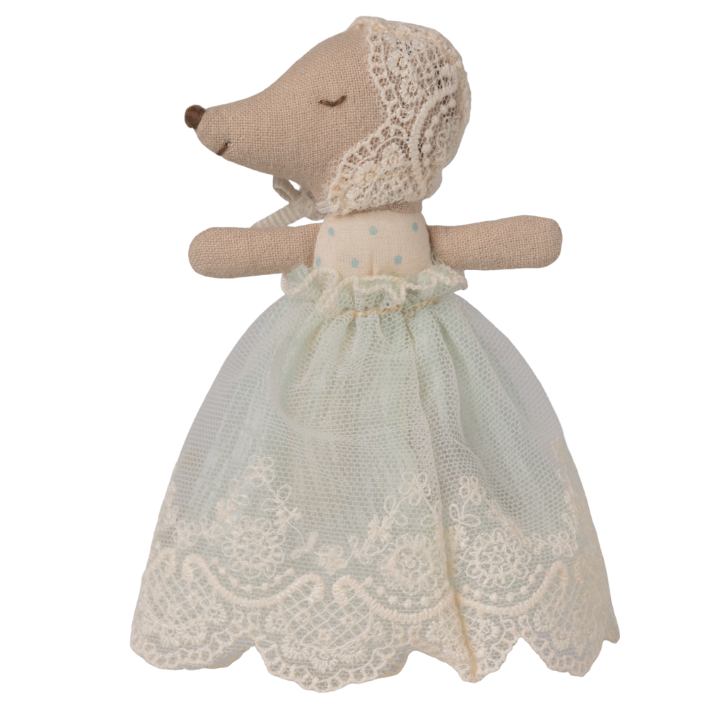 Bébé souris en robe de fête bleue Maileg
