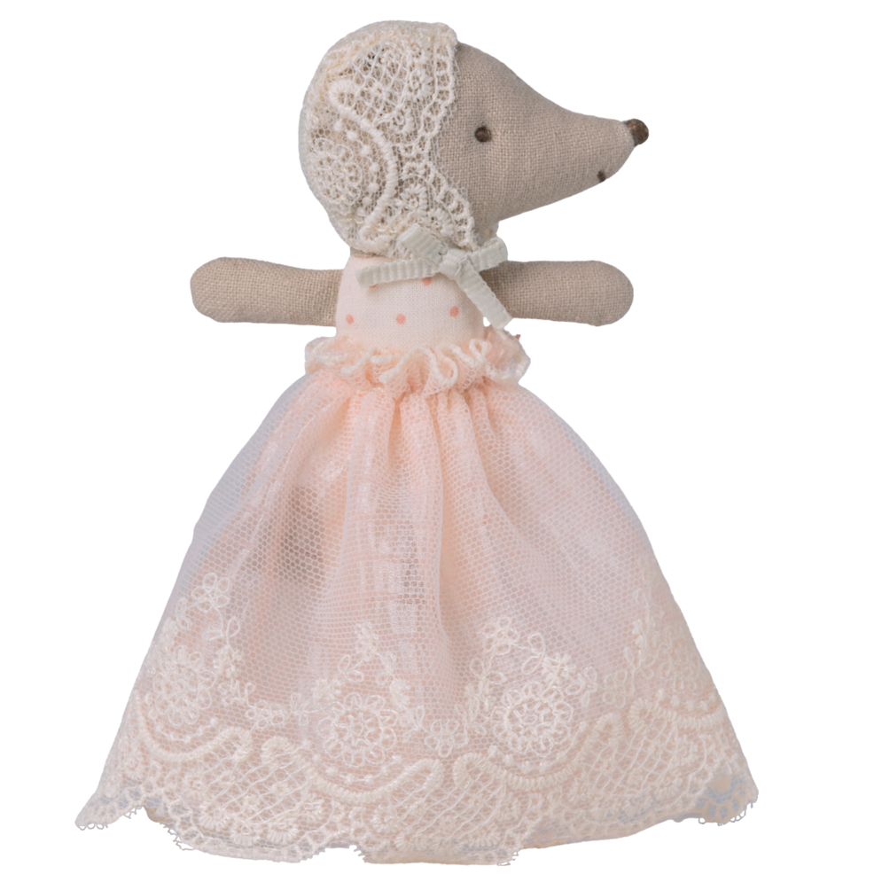 Bébé souris en robe de fête rose Maileg