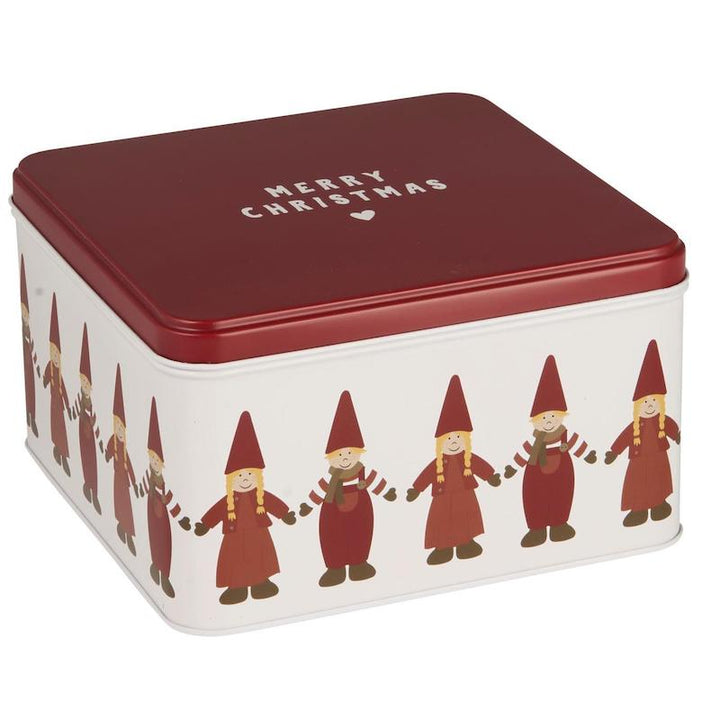 Boîte à gateaux carrée avec lutins