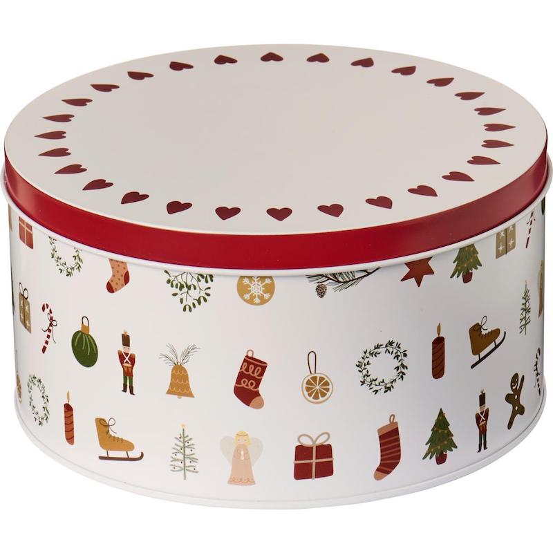 Boîte à gateaux ronde sur le thème de Noël