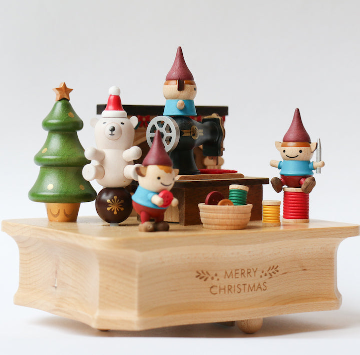"Wooderful Life" elves manufacture music box