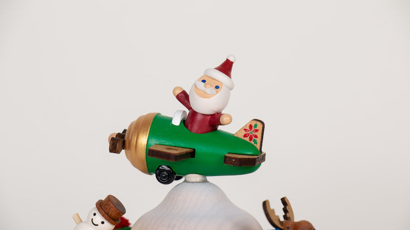 "Wooderful Life" Santa in his Airplane Music Box