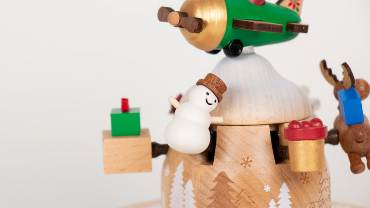 "Wooderful Life" Santa in his Airplane Music Box