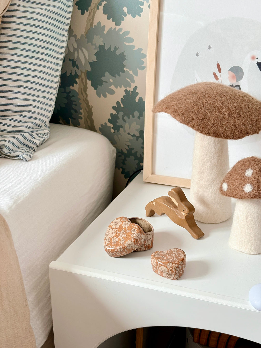 Lot de 2 boîtes coeurs vieux rose et ocre "Maileg"