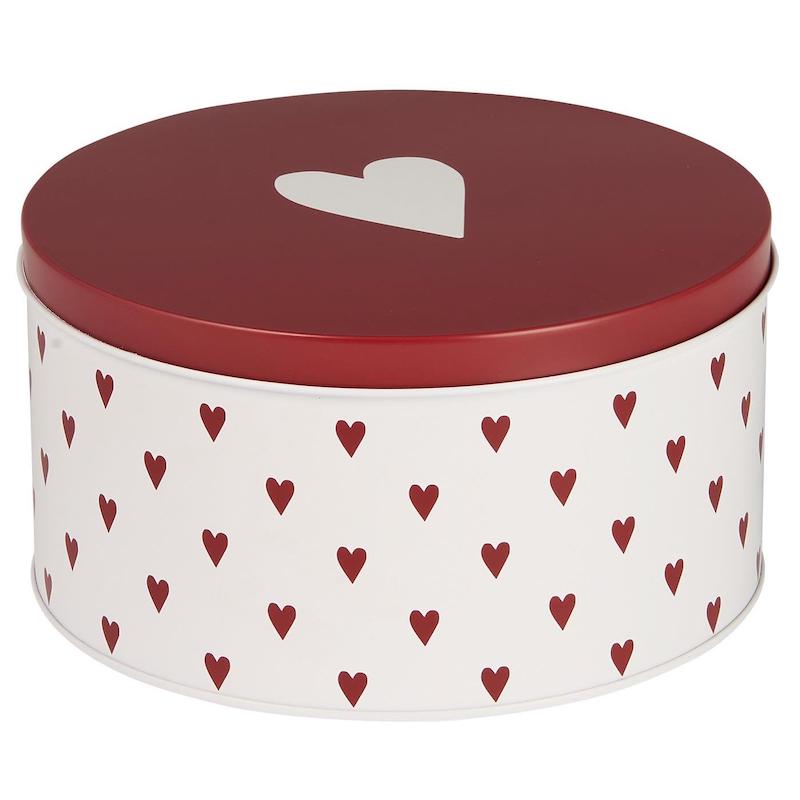 Boîte à gateaux ronde coeurs rouges