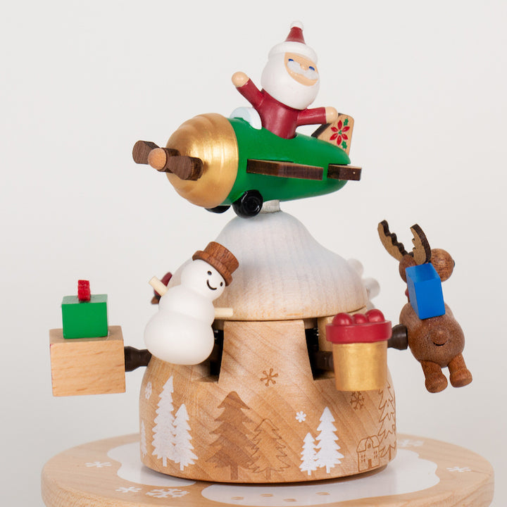 "Wooderful Life" Santa in his Airplane Music Box