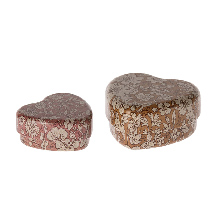 Lot de 2 boîtes coeurs vieux rose et ocre "Maileg"