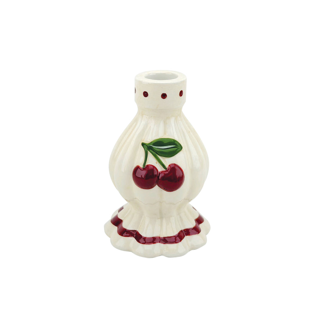 Bougeoir cerises en céramique