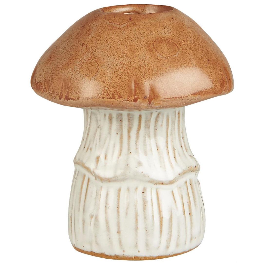 Bougeoir champignon en céramique camel