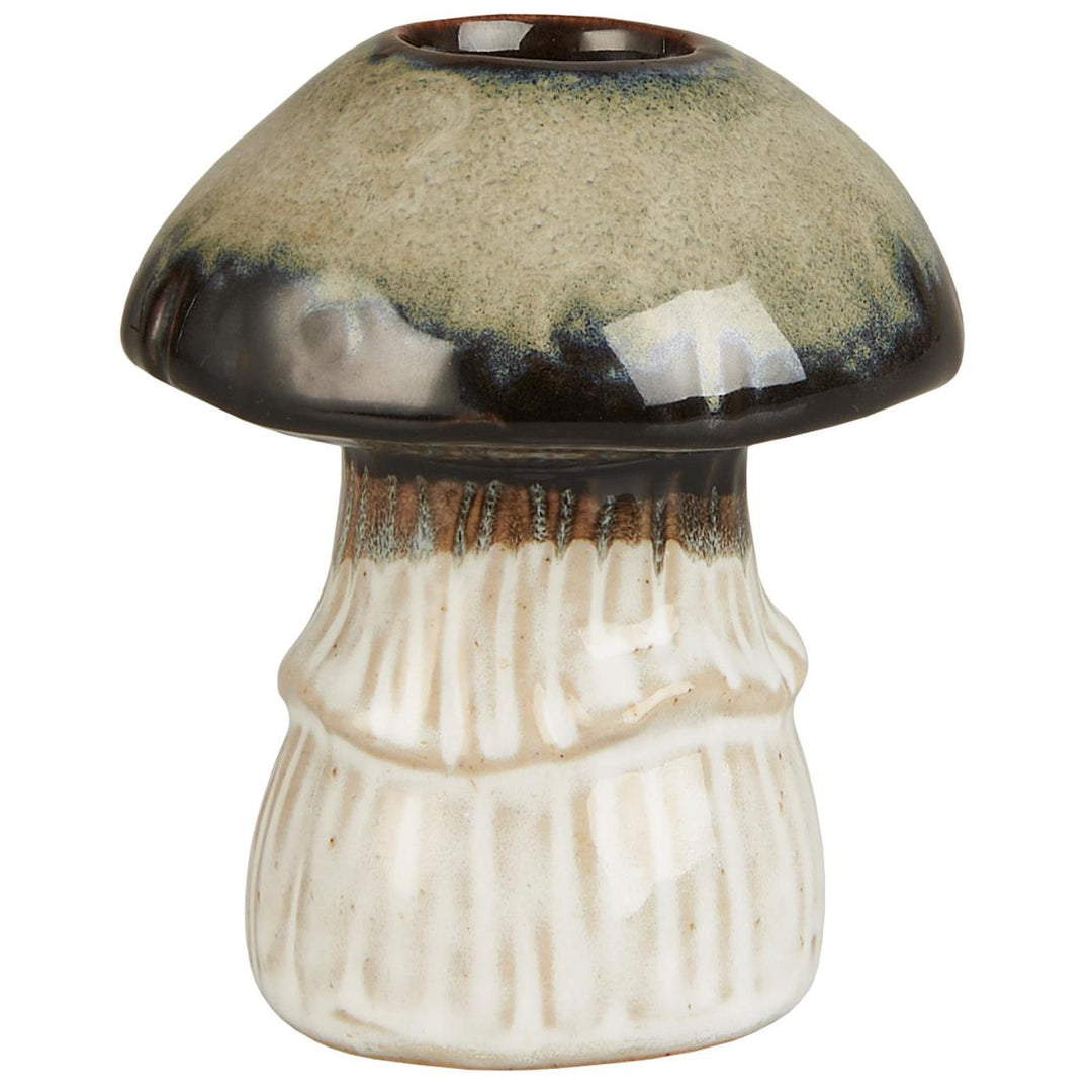 Bougeoir champignon en céramique vert