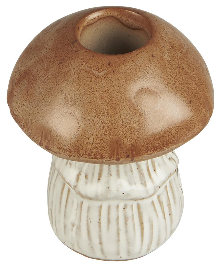 Bougeoir champignon en céramique camel
