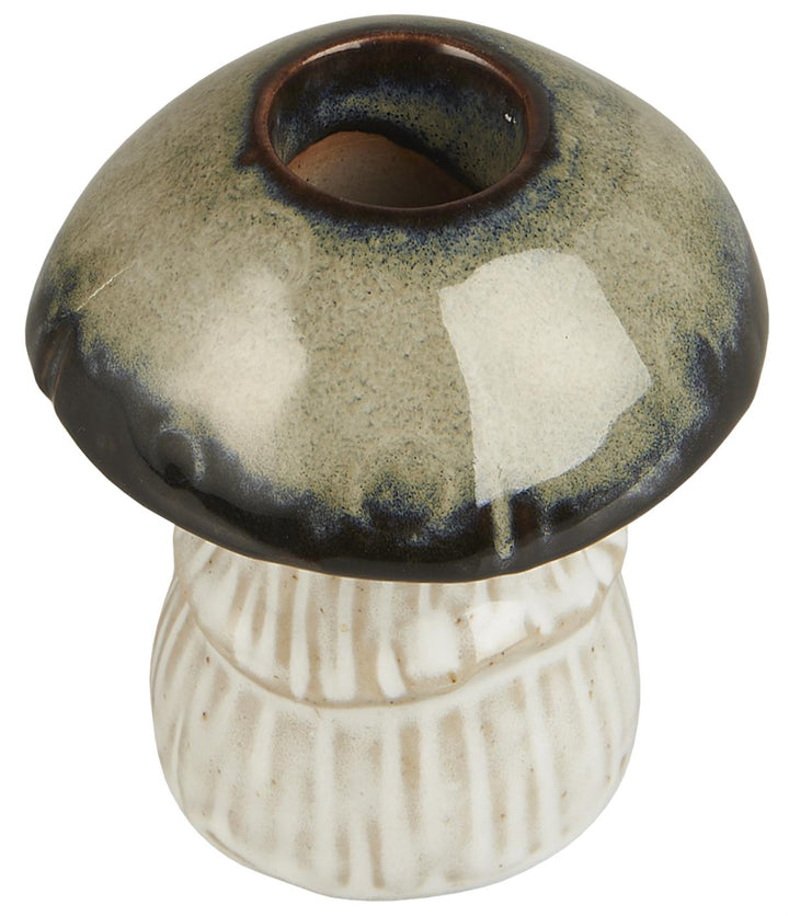 Bougeoir champignon en céramique vert