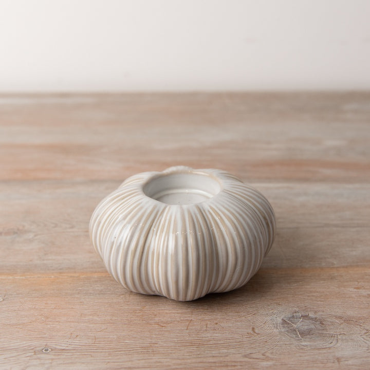 Bougeoir citrouille beige en céramique