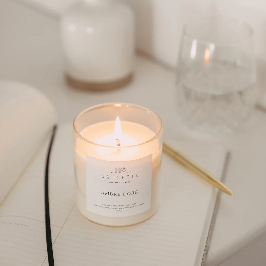 Bougie parfumée ambre dorée Saugette