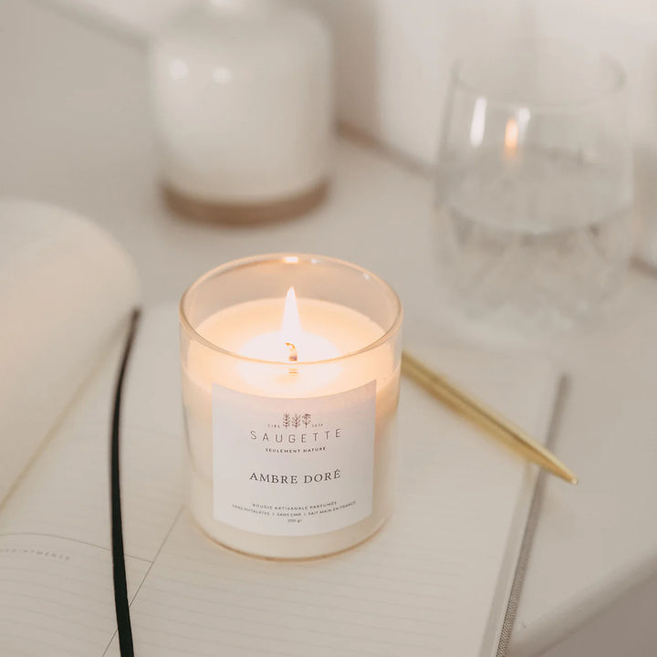 Bougie parfumée ambre dorée Saugette