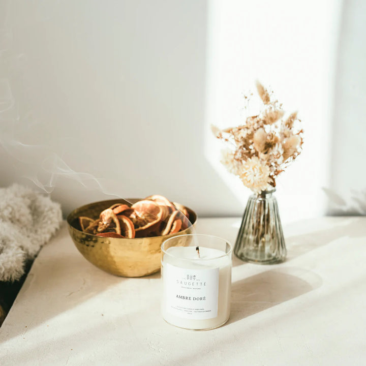 Bougie parfumée ambre dorée Saugette