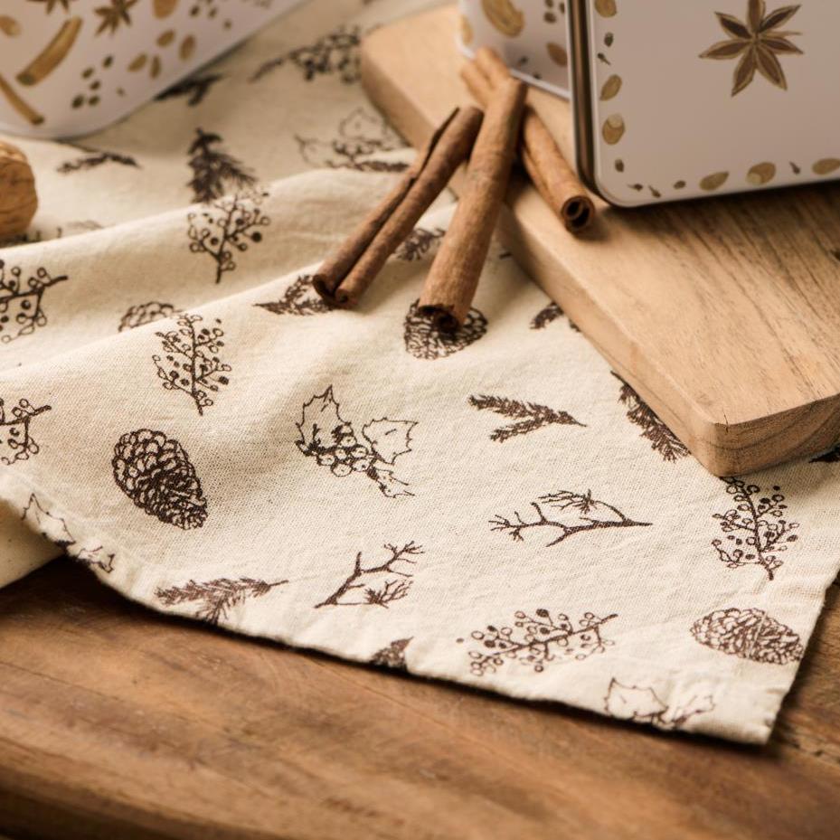 Autumn-themed cotton tea towel