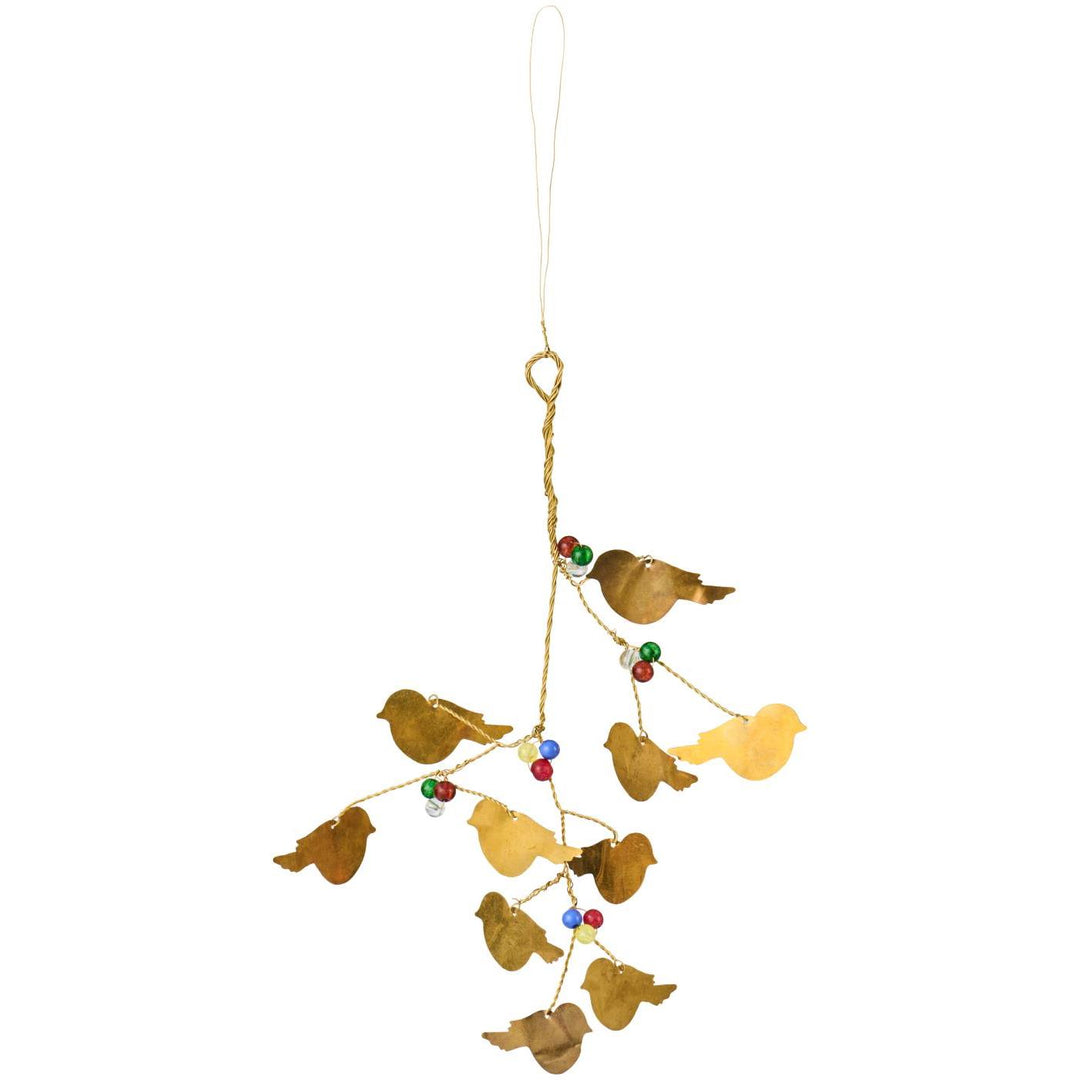Suspension oiseaux et perles en laiton