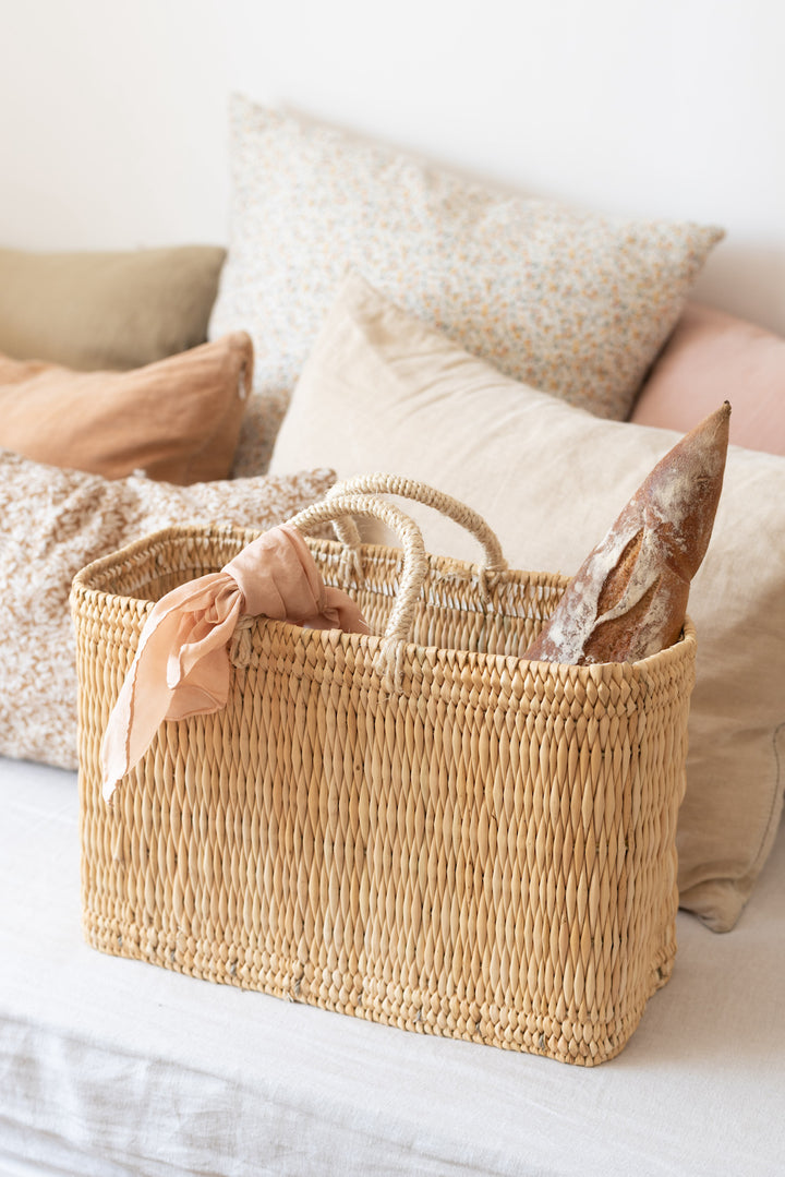 Cabas rectangulaire en jonc tressé - 3 tailles disponibles