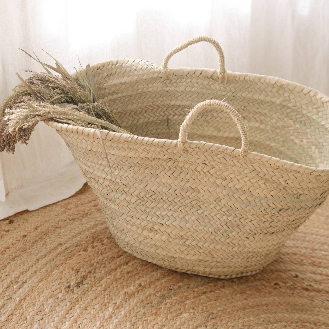 Panier cabas en feuilles de palmier