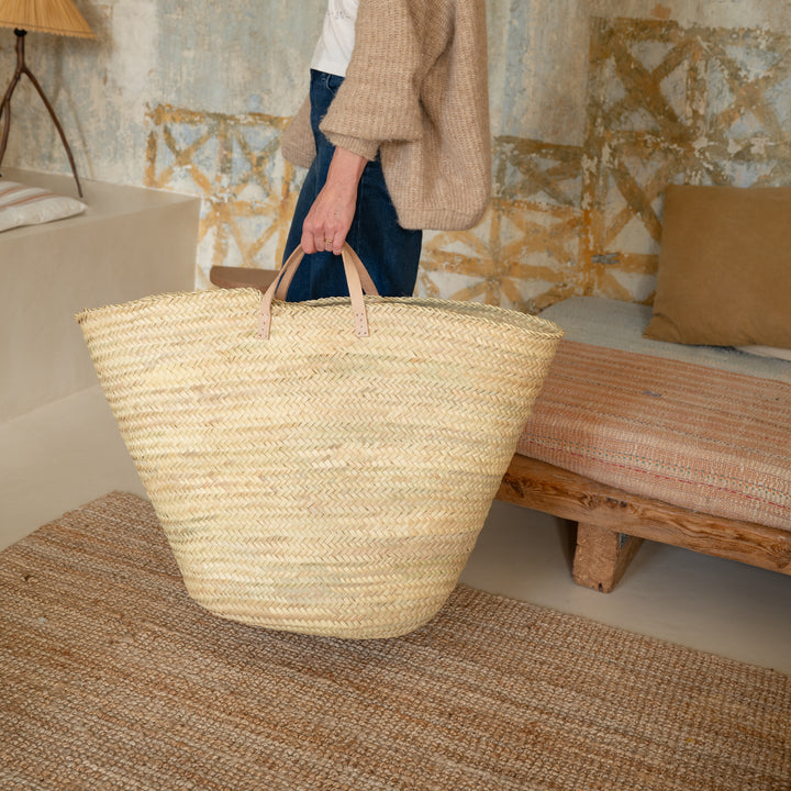 Grand panier cabas XL en feuilles de palmier