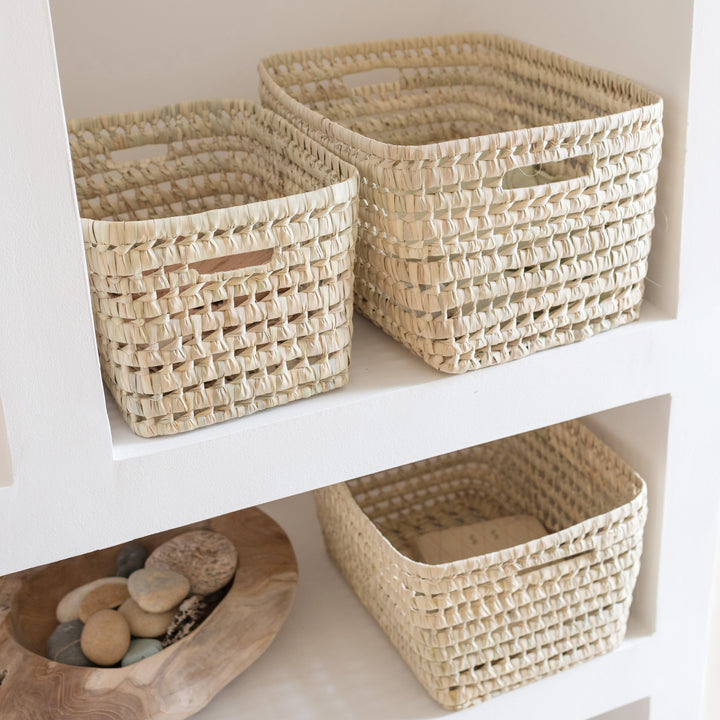 Palm leaf storage box with handles - 3 sizes available