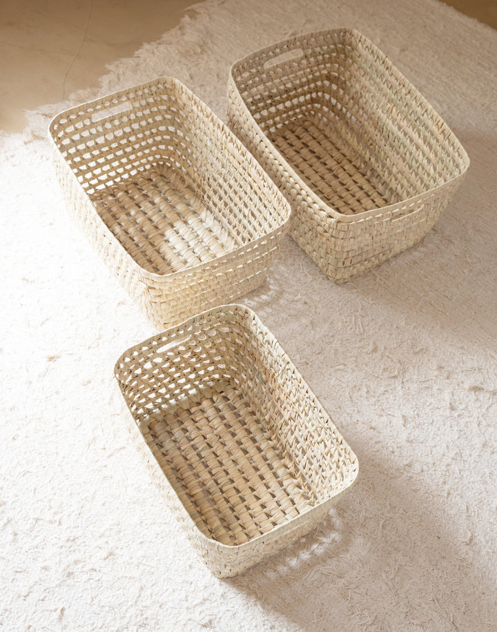 Palm leaf storage box with handles - 3 sizes available