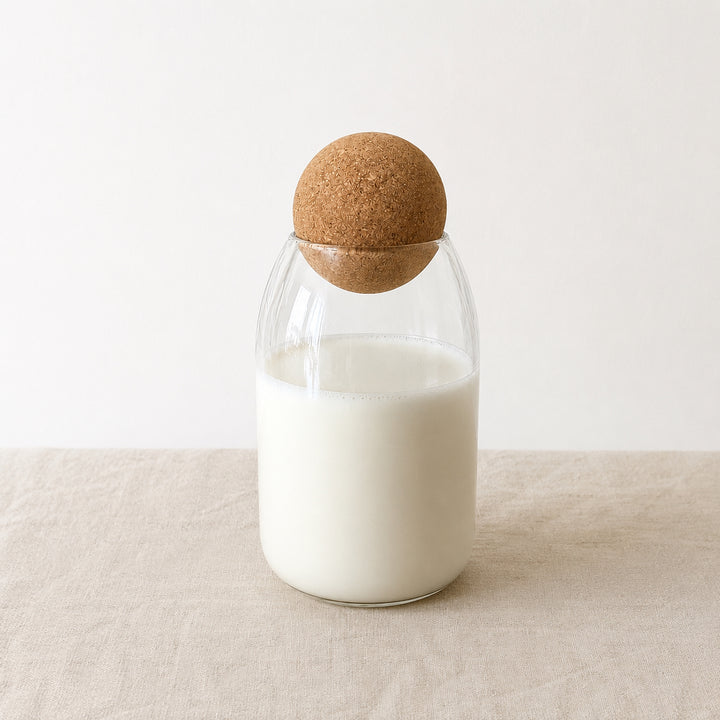 Carafe en verre avec bouchon rond en liège
