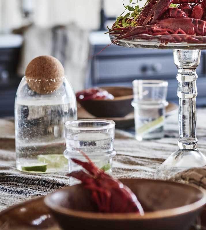 Glass carafe with round cork stopper