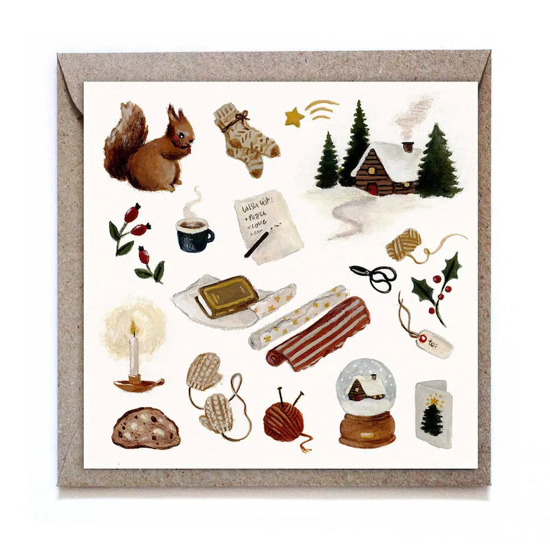 "Winter Charm" postcard with envelope