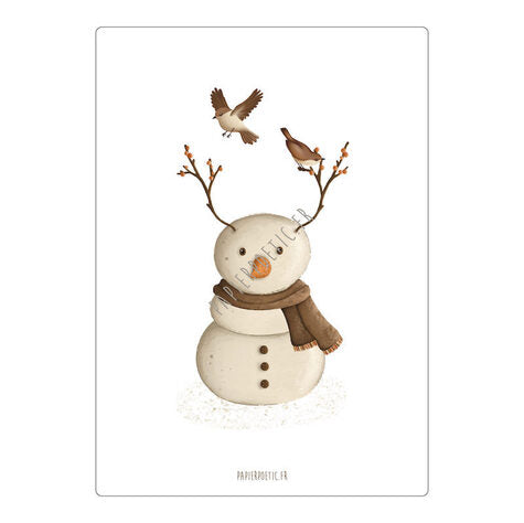"Snowman" card poetic paper