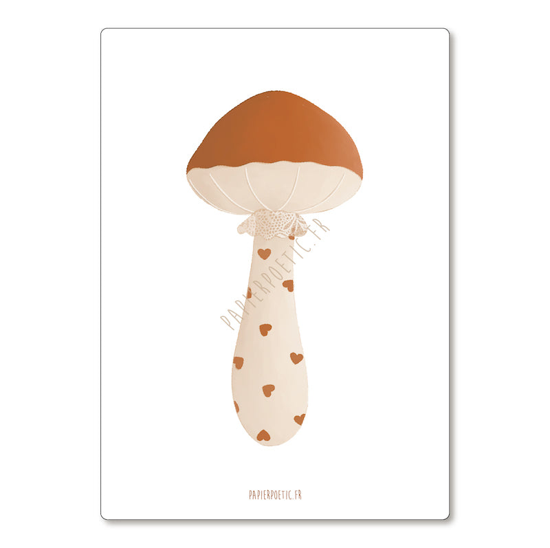 Carte "Champignon coeurs" papier poétic