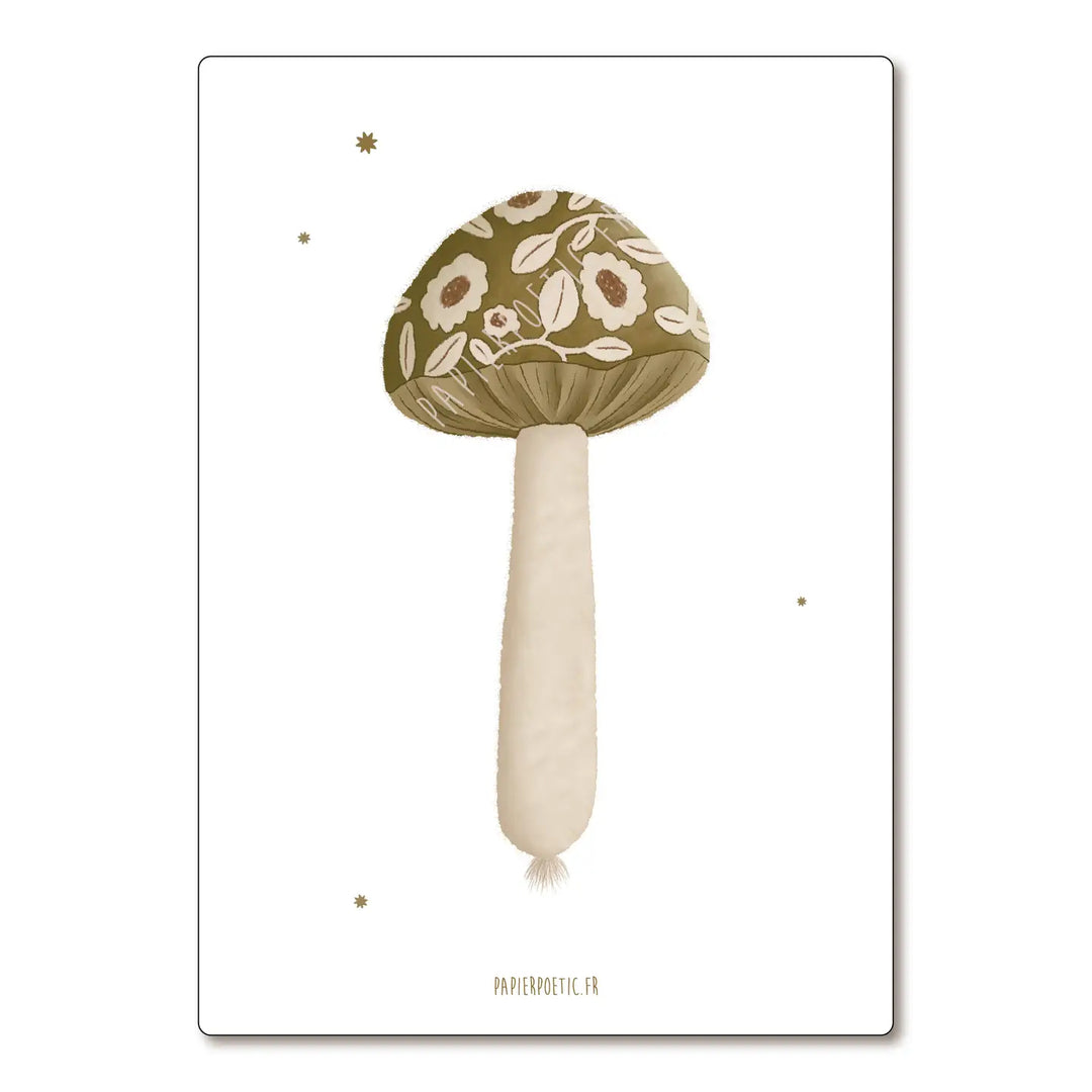 Carte postale champignon fleuri Papier Poetic