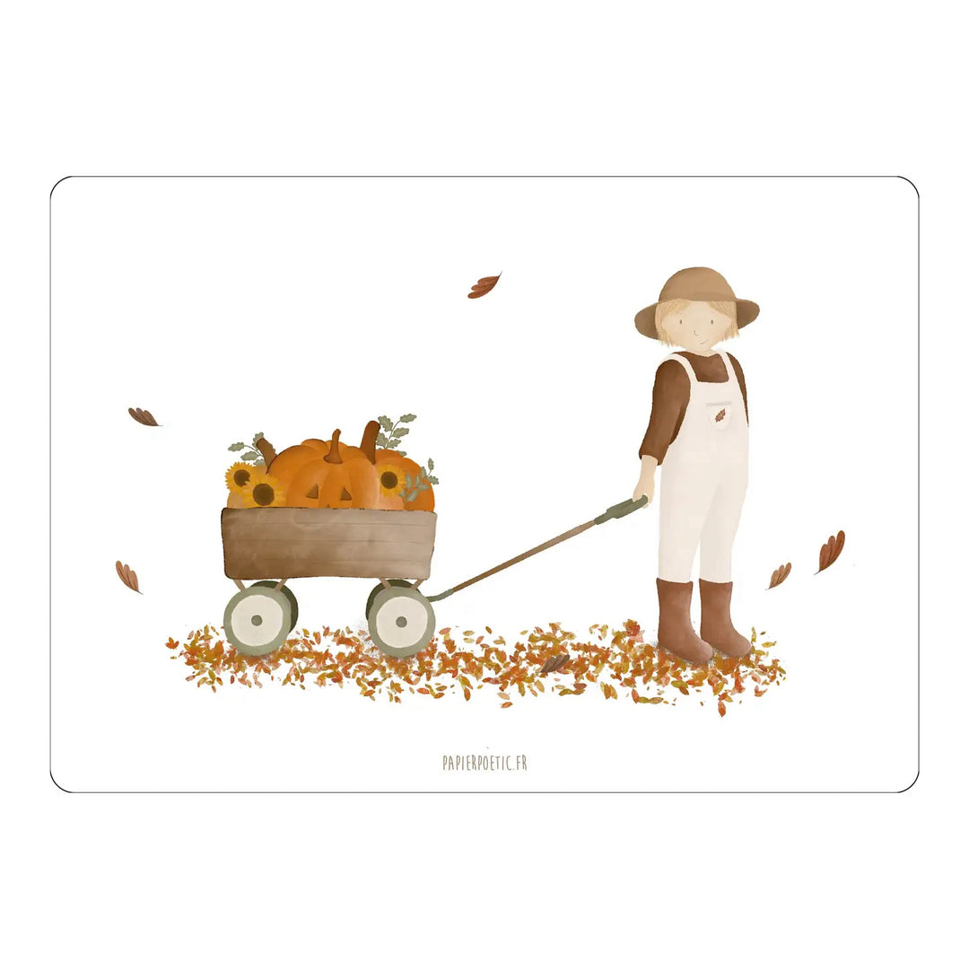 Carte enfant et son chariot de citrouilles Papier poetic