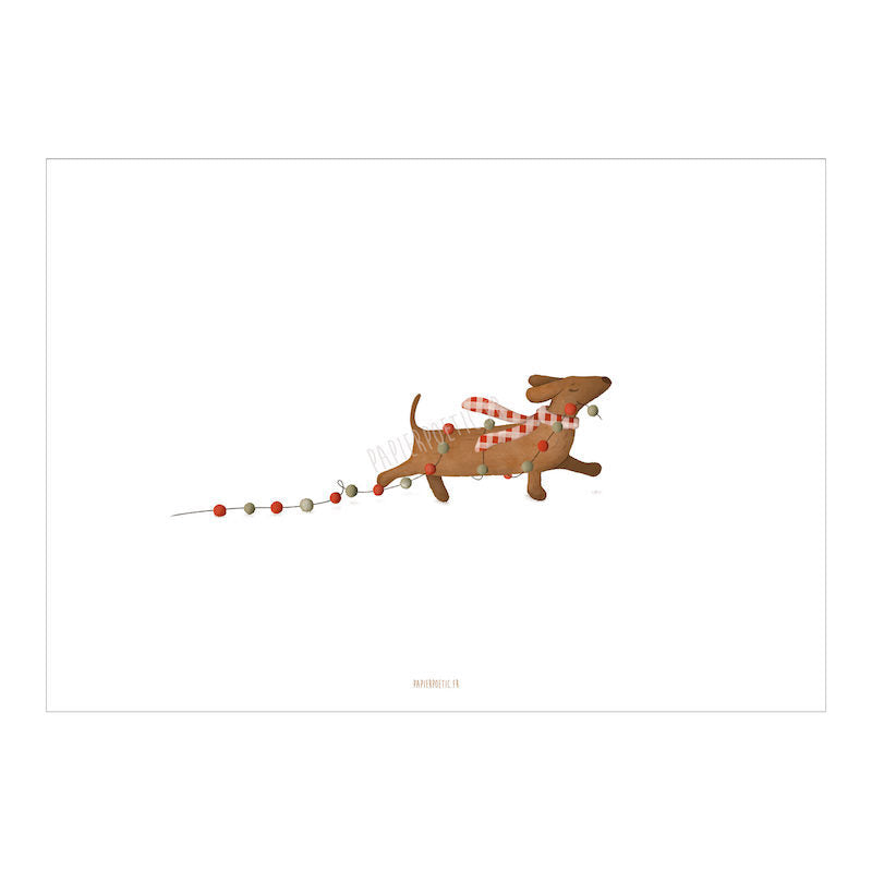 Tarjeta "Perro de Navidad" papel poético