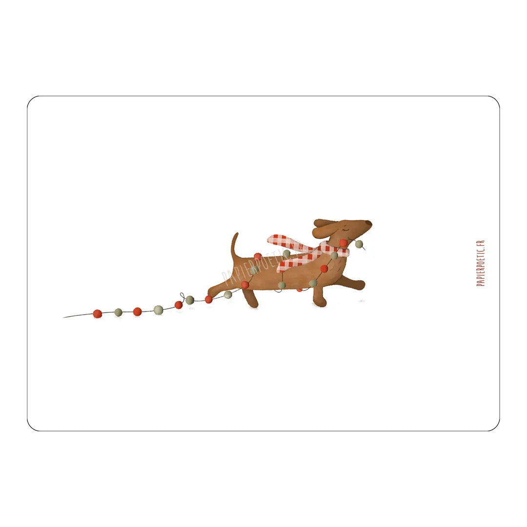 "Christmas Dog" card poetic paper