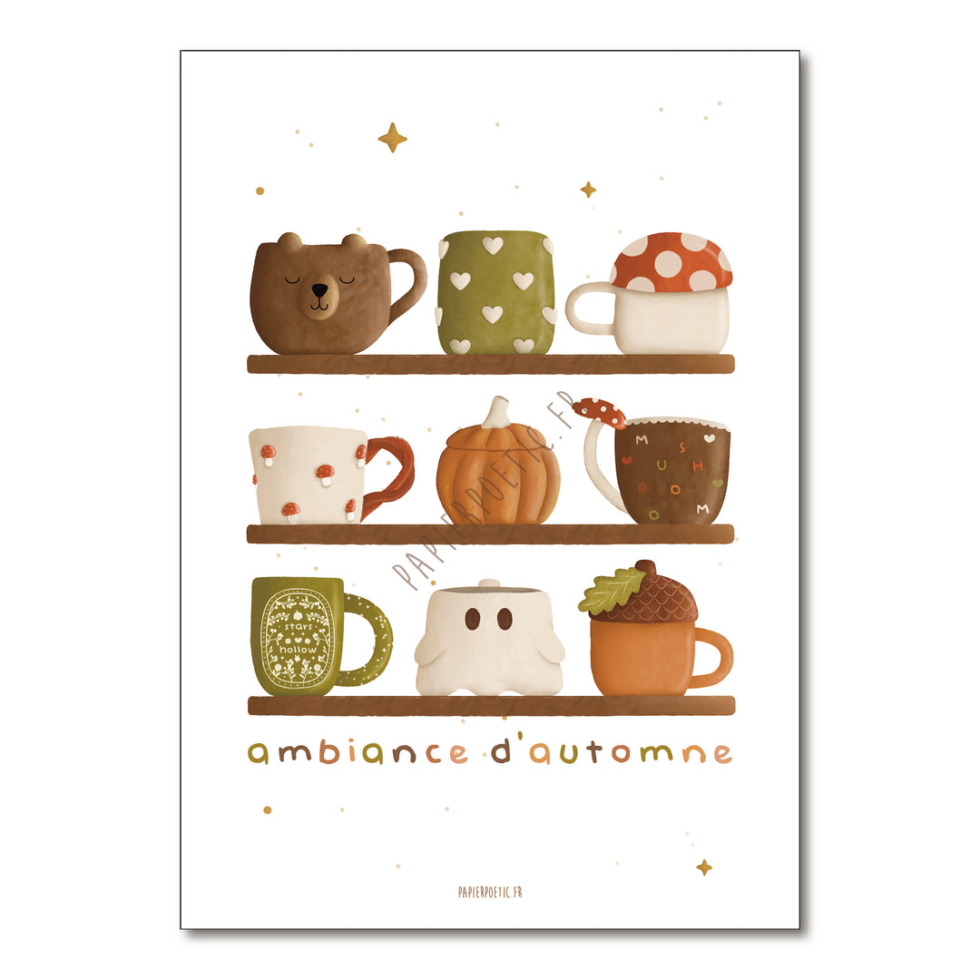 Carte étagère de mugs d'automne Papier poetic