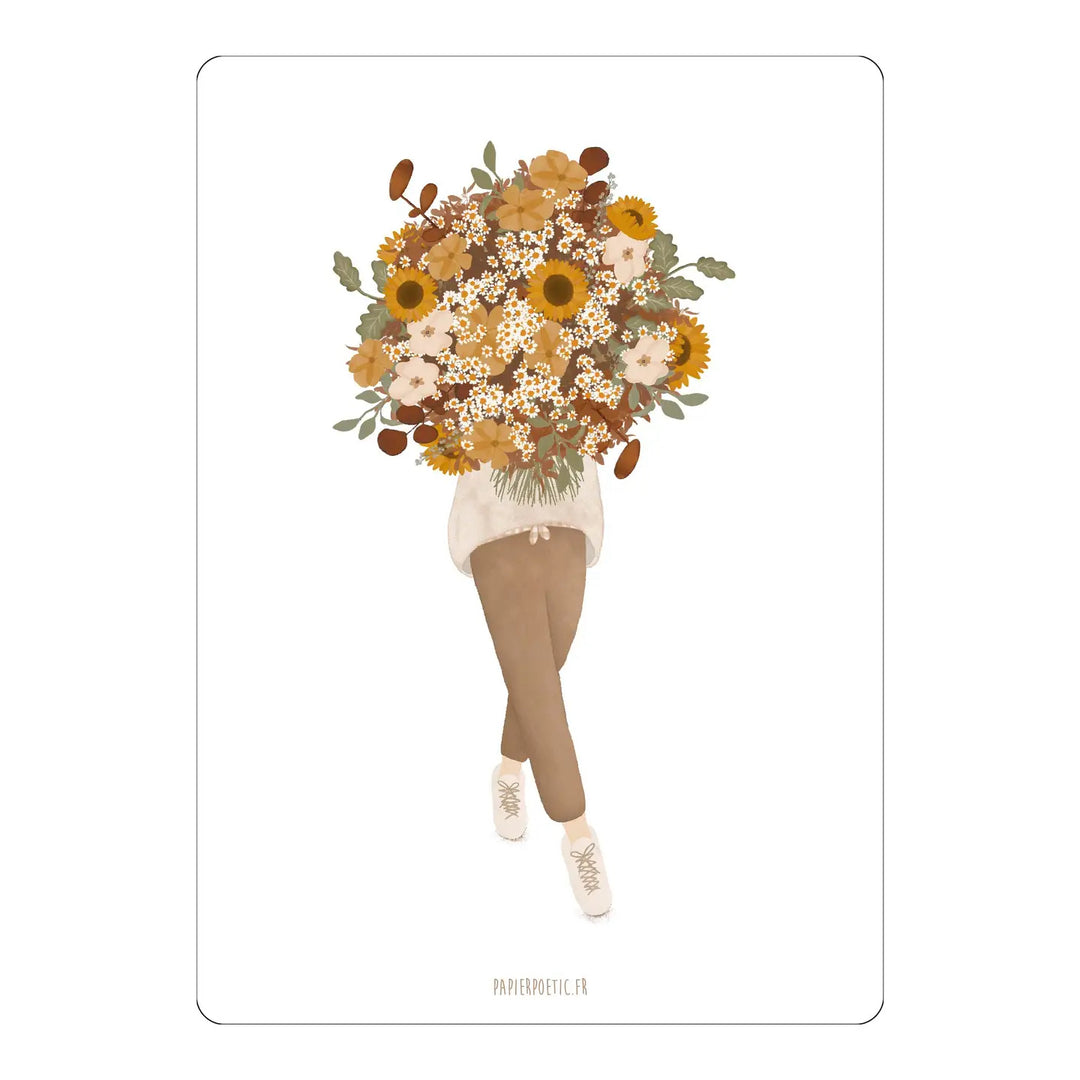Carte fille au bouquet d'automne Papier poetic
