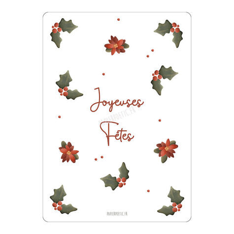 Carte "Joyeuses fêtes" papier poétic