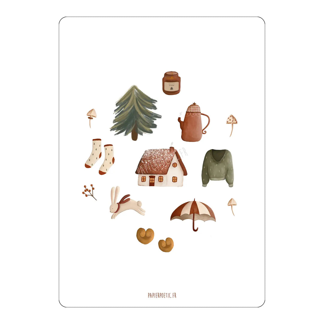 "Winter Cuties" poetic paper card