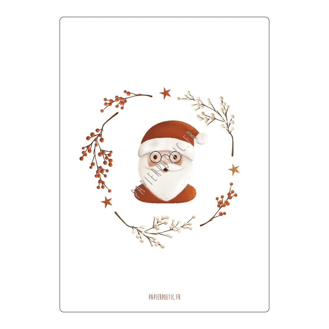 Carte Père Noël & couronne Papier poétic