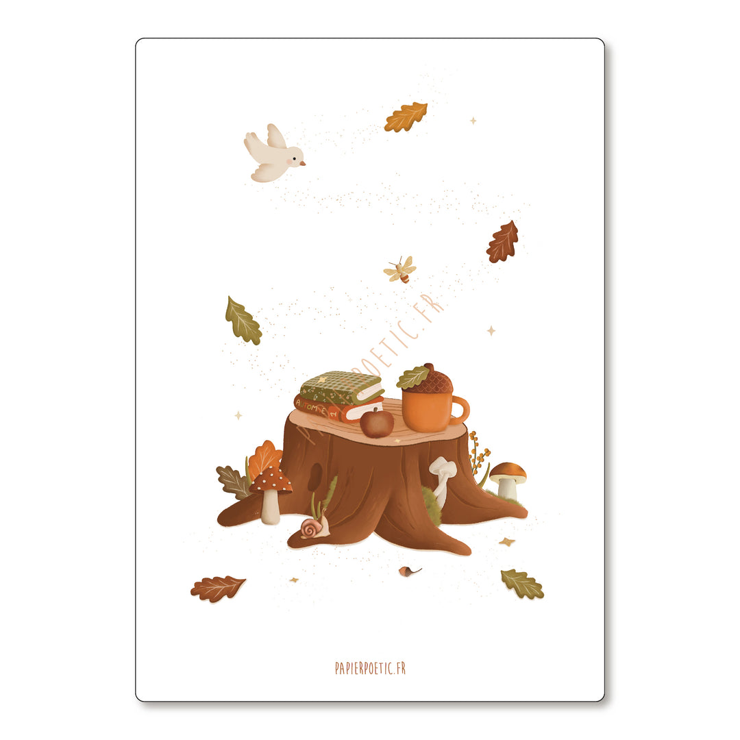 Tarjeta "Tronco de otoño" papel poético