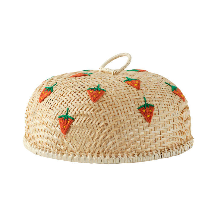 Cloche en bambou avec fraises brodées