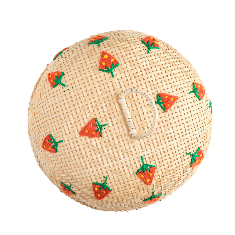Cloche en bambou avec fraises brodées