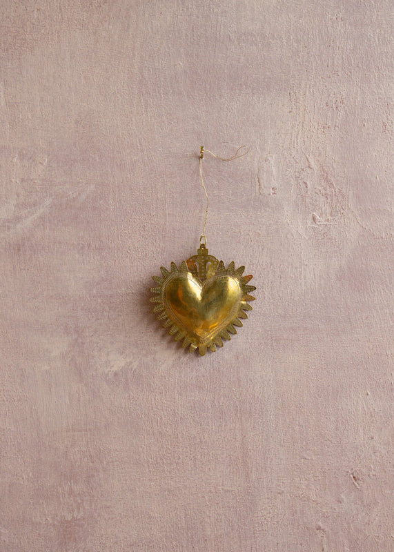 Coeur ex voto doré à suspendre