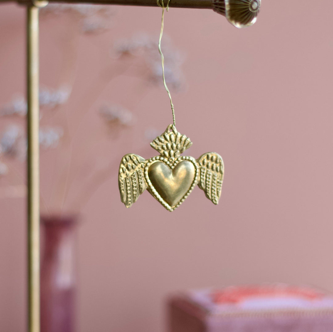 Petit coeur ex-voto avec ailes d'anges